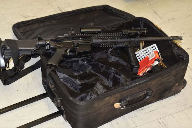 The AR-15 semi-automatic rifle that police found in Anthony Morgan's suitcase.
